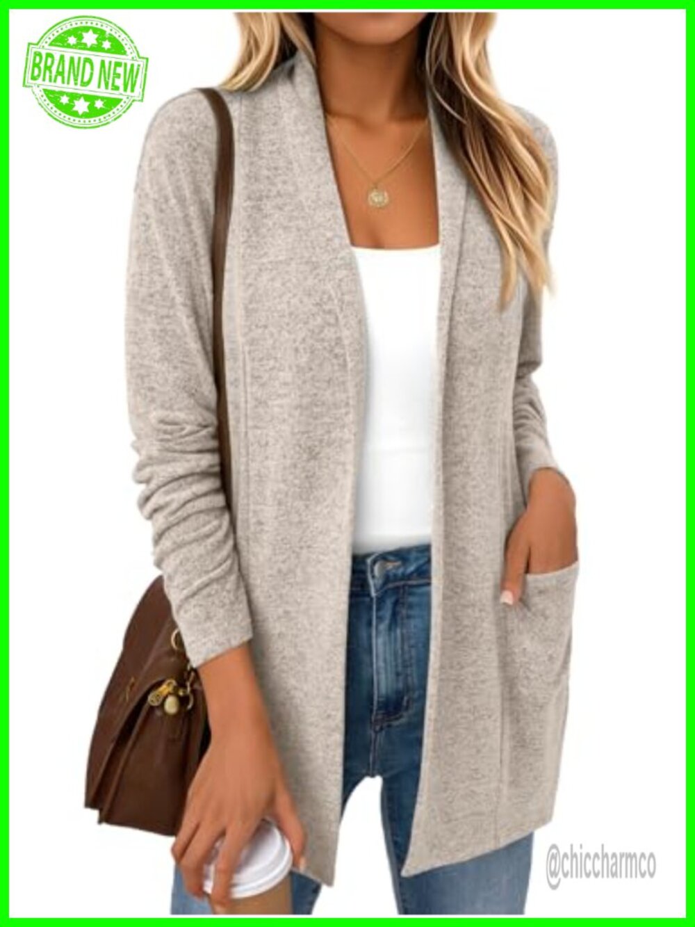 Women Lightweight Cardigan Double Placket Pockets Fall Layer